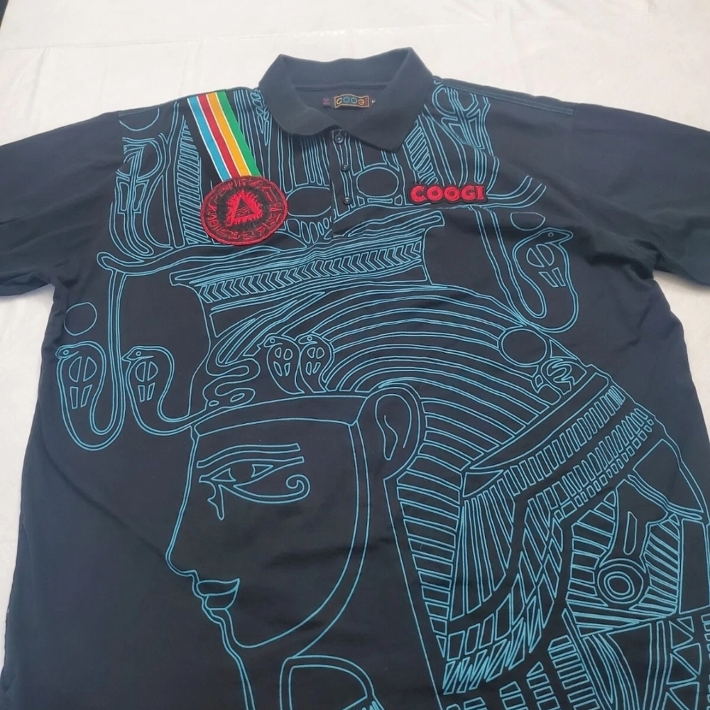 Coogi Men's Black Graphic Shirt 4XL Pharoah Egyptian